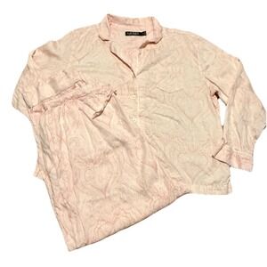 LAUREN RALPH LAUREN Pink Paisley 2 PC  Pajama Set Cotton Sz XL Monogram